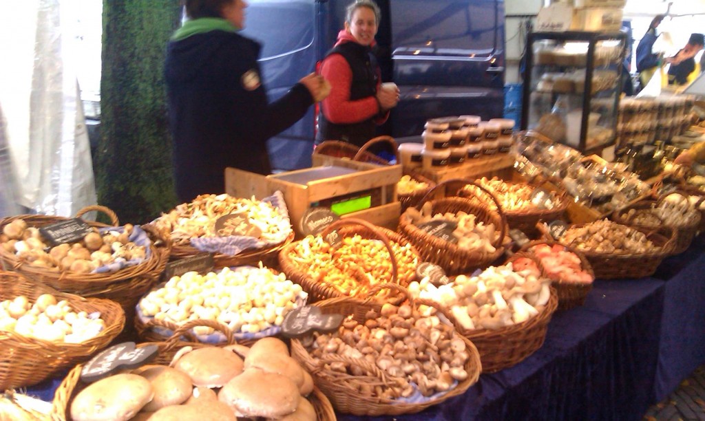 Mushroom table, organic market